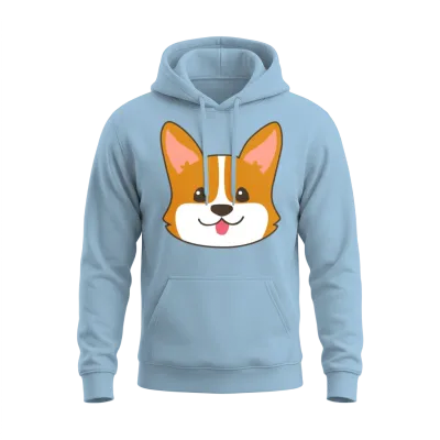 Corgi Dog Unisex Hoodie - Light Blue