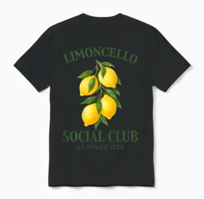 Limoncello Social Club X La Dolce Vita X Spritz - Backprint Unisex T-Shirt - Black