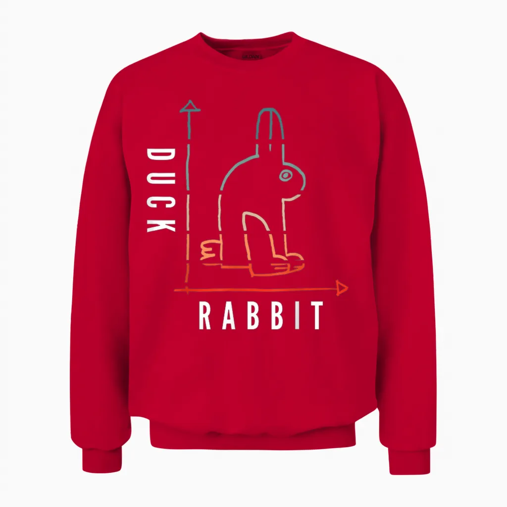 Duck Rabbit Graph Science Nerd Mathematik Geek Physik Philosoph Unisex Sweatshirt in Red