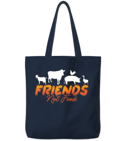 Veganism Friends Not Food Plant Based Vegan Lover Tote Bags - Navy