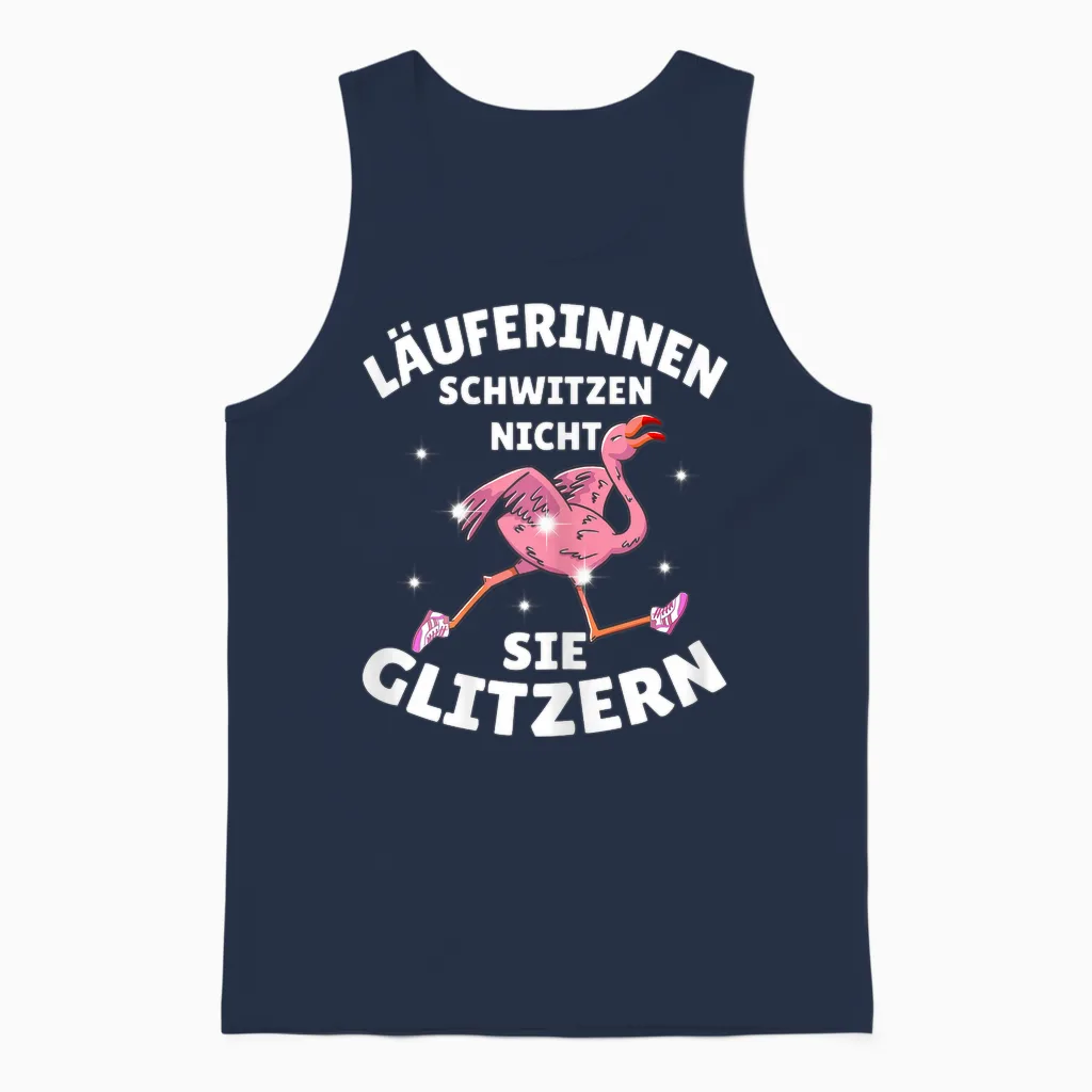 Running Jogging Funny Runner Saying Flamingo Fitness Sports T-Shirt, Black Unisex Tank Top in Navy