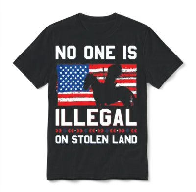 No One Is Illegal on Stolen Land Native Americans Unisex T-Shirt - Black