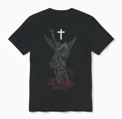Saint Michael the Archangel Defeating Satan Warrior Faith Unisex T-Shirt - Black