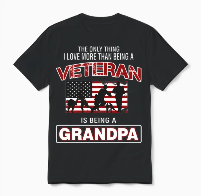 Veteran Is Being a Grandpa Unisex T-Shirt in Black