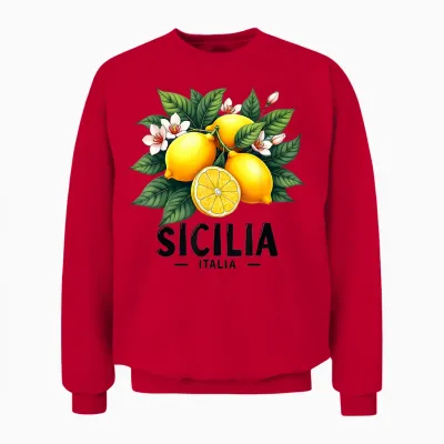 Sicilia Italia Sizilien Italien Frische Italienische Zitronen Sizilianisch Unisex Sweatshirt - Red