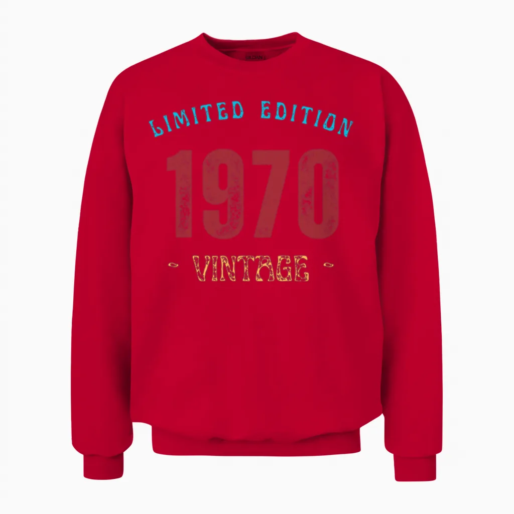 Vintage 1970 Limited Edition 1974 53th Birthday Unisex Sweatshirt in Red