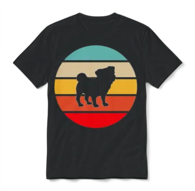Pug Retro Unisex T-Shirt - Black