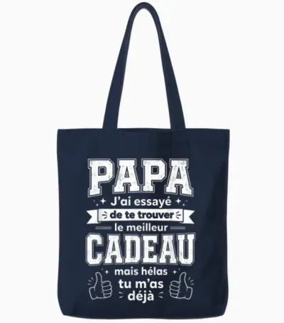 Fete Des Peres Idea Personalise for Dad Tote Bags - Navy