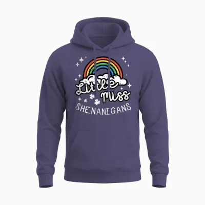 St Patricks Day Little Miss Shenanigans Rainbow Girls Unisex Hoodie - Heather Sport Dark Navy