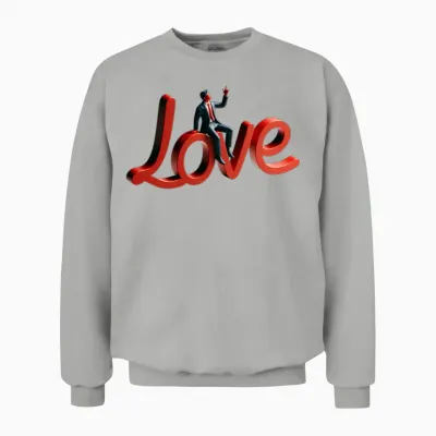 3d Love Typography with Creative Design Unisex Sweatshirt - Ash