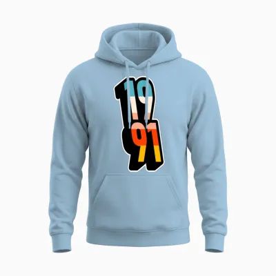 1991 Retro Stripes Unisex Hoodie - Light Blue
