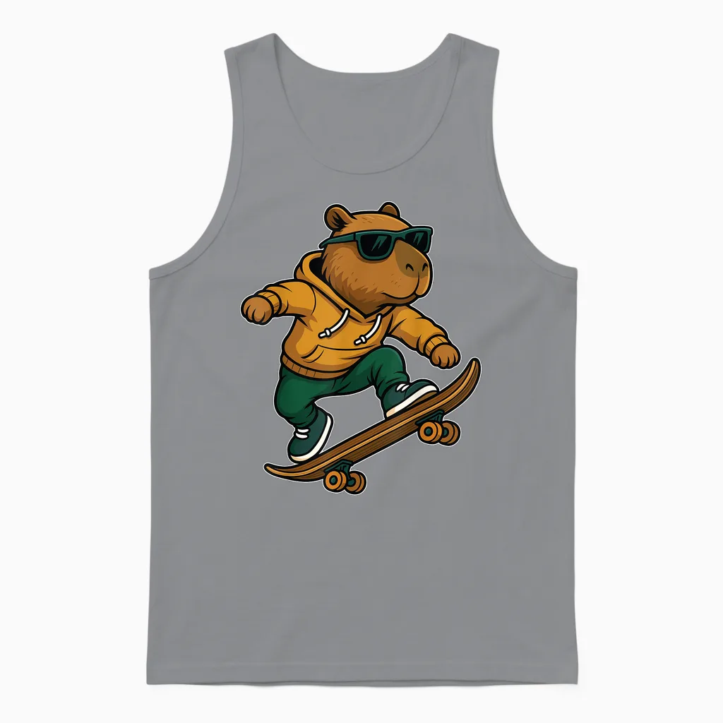 Skateboard Capybara Reiten Skateboard Skater Grafik Unisex Tank Top in Sport Grey