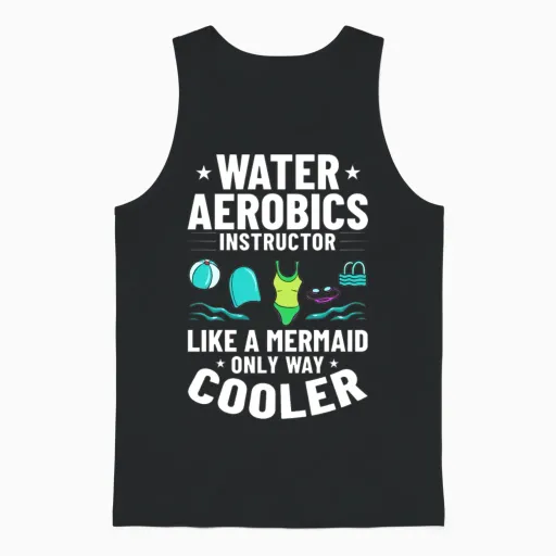 Water Aerobic Aqua Aquafit Fitness Workout Unisex Tank Top in Black