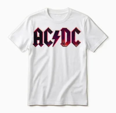 Official Ac/dc Raw Distressed Logo Band Hard Rock Unisex T-Shirt - White