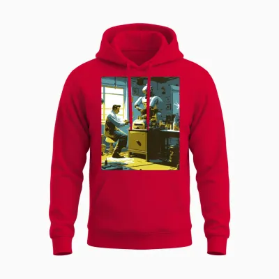 Retro Robotics Unisex Hoodie - Red