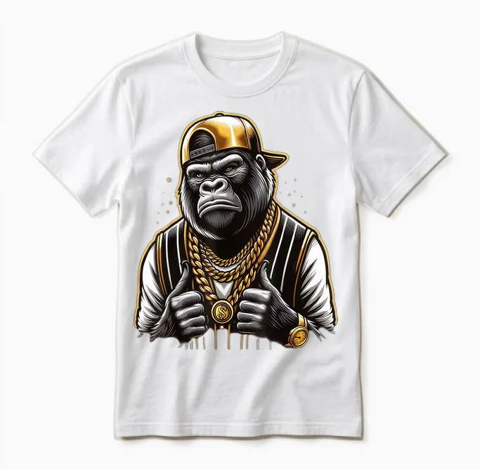 Kostüm Rapper Kinder T-Shirt, Black Unisex T-Shirt in White