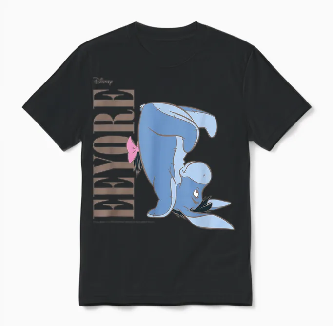 Winnie the Pooh - Eeyore Upside Down Unisex T-Shirt in Black