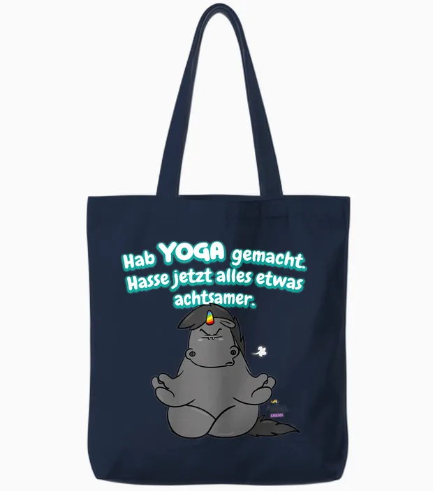 Pummeleinhorn -Yoga Grummeleinhorn Witzig Tote Bags in Navy