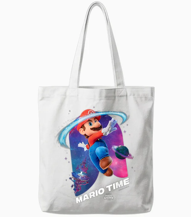 The Super Mario Galaxy Movie Mario Time Tote Bags in White