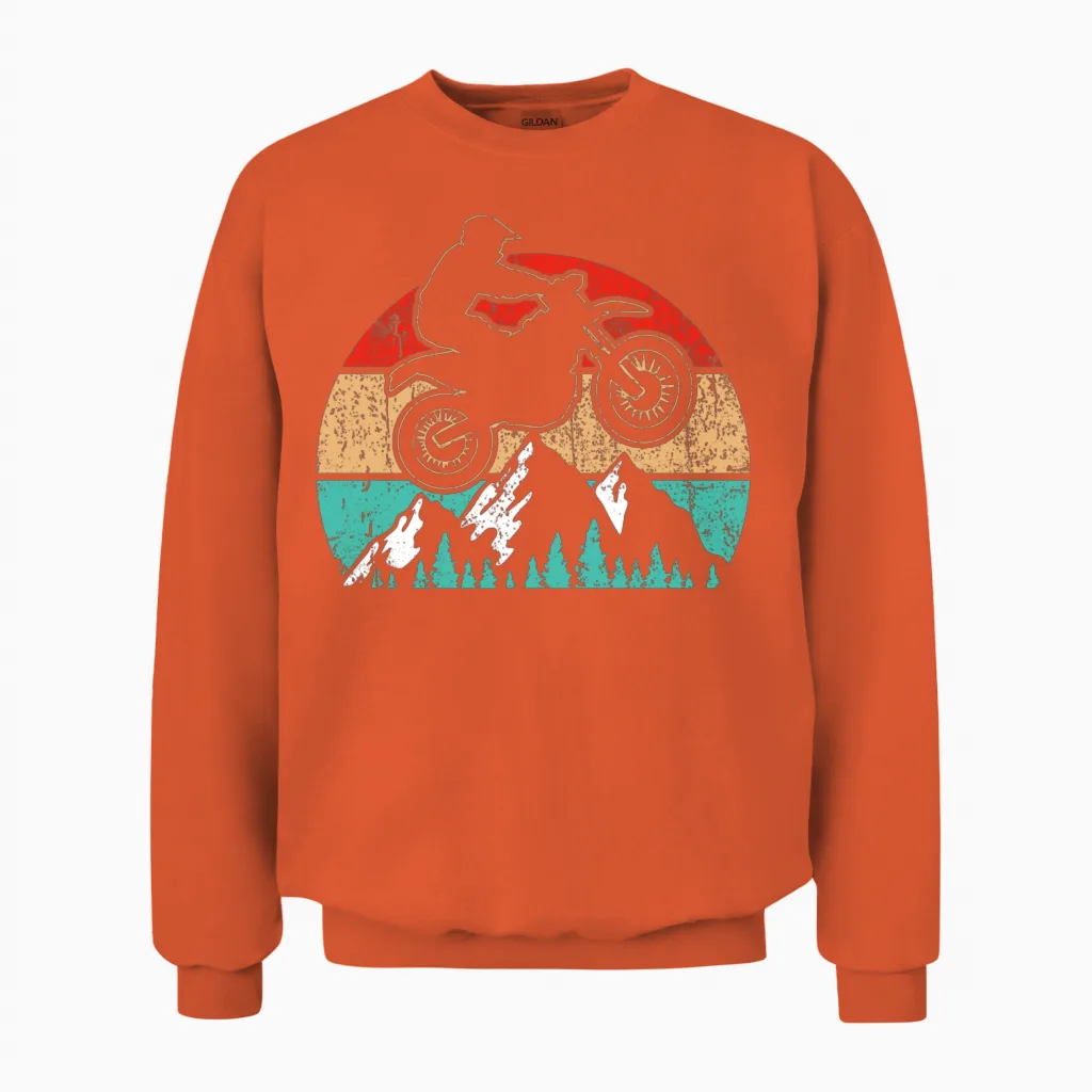 Motocross Vintage Bike Retro Unisex Sweatshirt - Orange