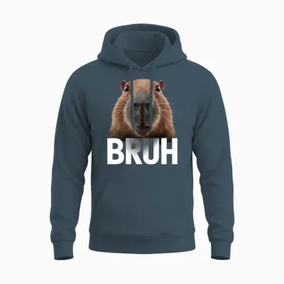 Funny Capybara Bruh Unisex Hoodie - Dark Heather