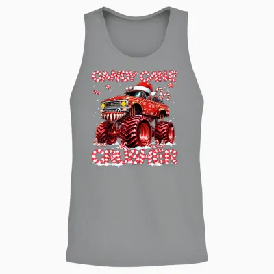 Candy Cane Crusher Red Monster Truck Christmas Xmas Boy Unisex Tank Top - Sport Grey