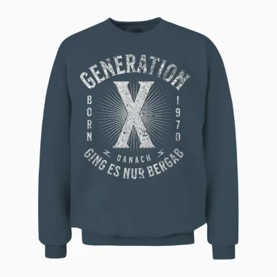 Generation X Born 1970 Danach Ging Es Nur Bergab Retro Style Unisex Sweatshirt - Dark Heather