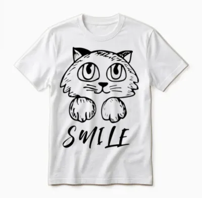 Cat Cute Smile Unisex T-Shirt - White