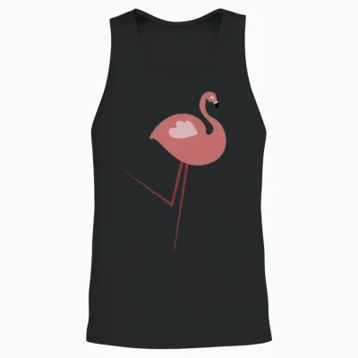 Funny Minimal Flamingo Unisex Tank Top - Black