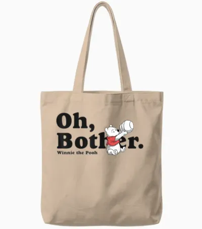 Disney Winnie the Pooh with Quote T-Shirt, White, S Tote Bags - Natural