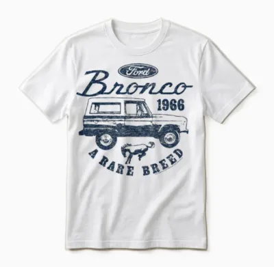 Ford Bronco a Rare Breed 1966 Logo T-Shirt, Gray Unisex T-Shirt - White