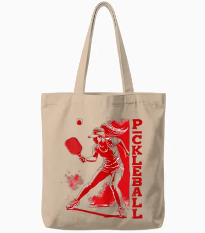 Pickleball - Women's Pickleball T-Shirt Outfit Tote Bags - Natural