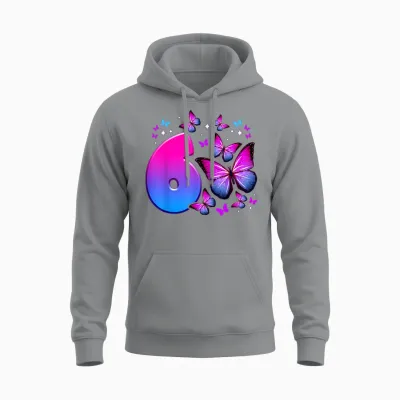 Geburtstag Mädchen 6 Jahre Alt, Schmetterling, Nummer 6 Unisex Hoodie - Sport Grey