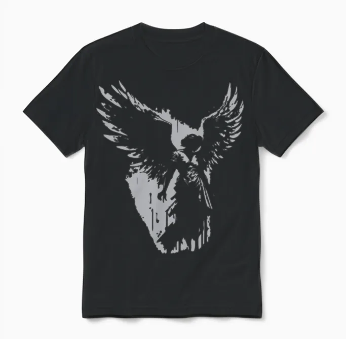 Angel with Wings Unisex T-Shirt in Black