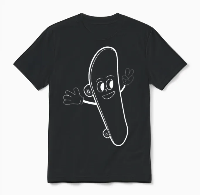 Funny Skateboard Funny Skateboarding Unisex T-Shirt in Black