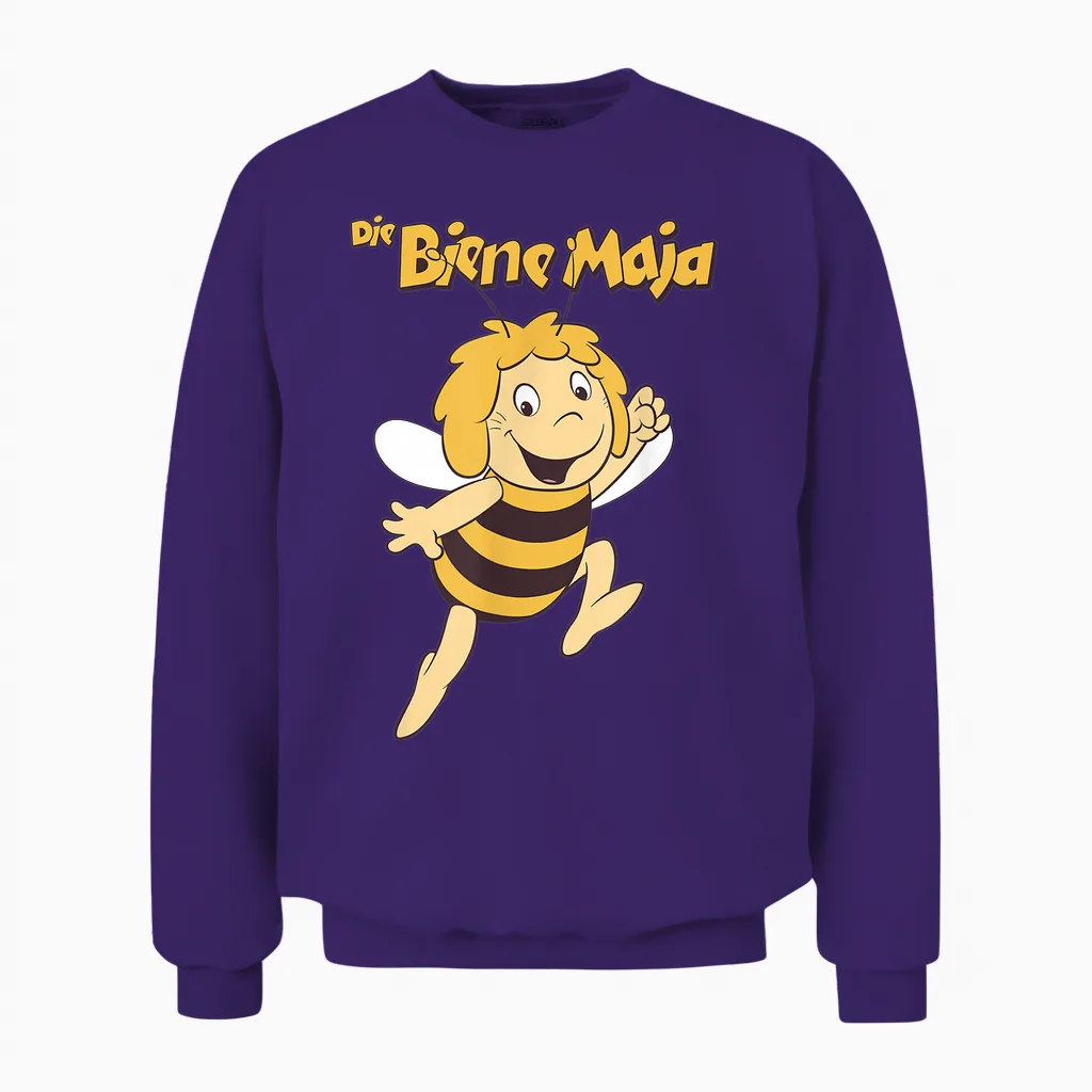Maya the Bee Retro Pattern Cartoon Tv Series Logo T-Shirt, Black, S Unisex Sweatshirt in Purple