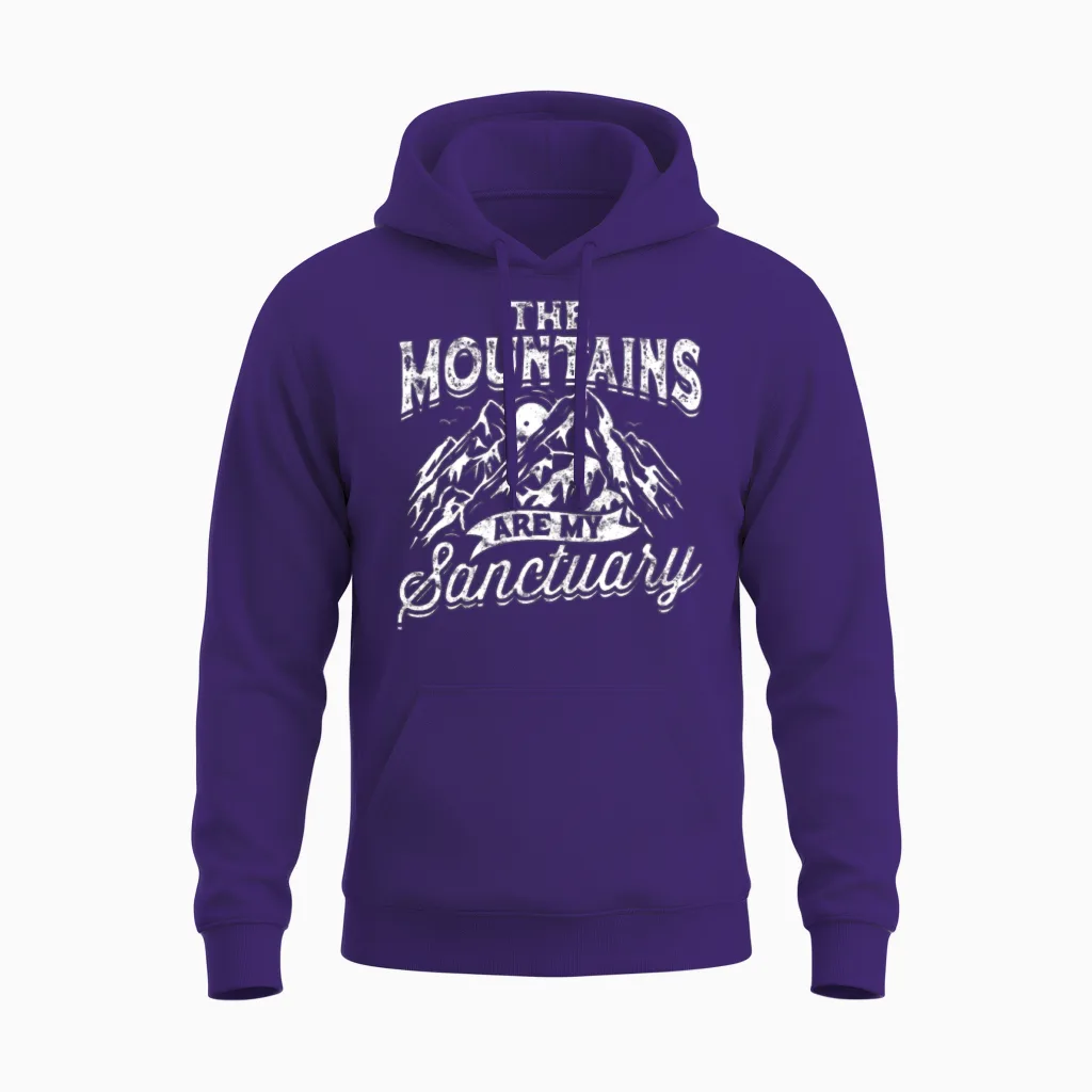 The Mountains Are My Sanctuary - Hiking Unisex Hoodie in Purple