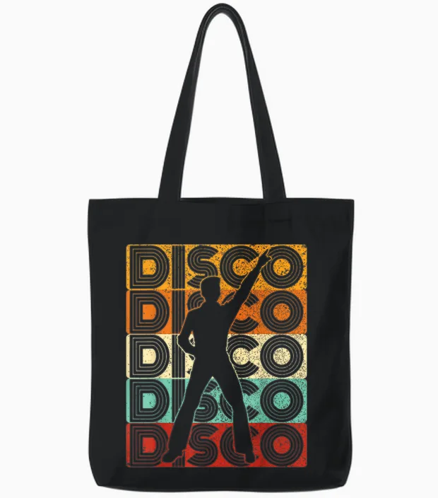 Disco Outfit Men's 70s Costume & 80s Dance Party Disco T-Shirt, Black, S Tote Bags in Black