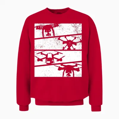 Retro Drone Quadcopter Drone - Retro Drone Unisex Sweatshirt - Red