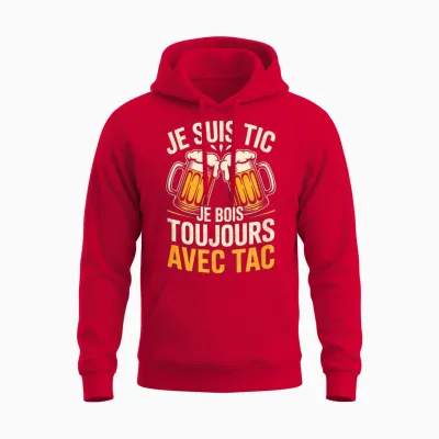 I'm Tic I Drink Always with Tac Humour Beer Unisex Hoodie - Red