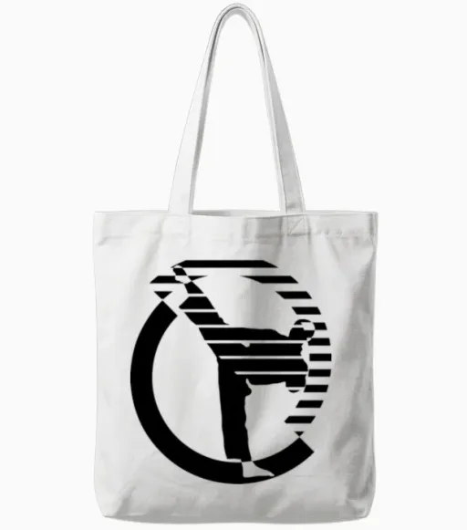 Karate Tae Kwon Do Roundhouse Kick Tote Bags in White