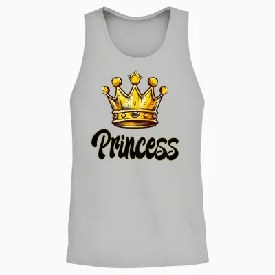 Damen Princess Schriftzug Schwarz/gelb Mit Großer Gelb/gold Krone Unisex Tank Top - Ash