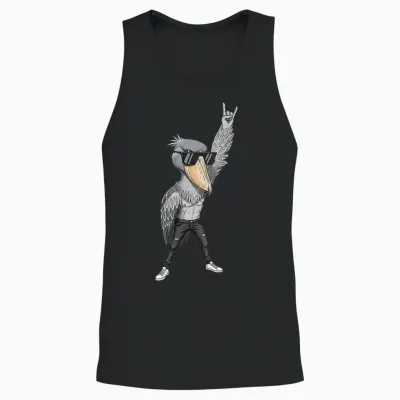 Cool Rocker Shoebill Cigogne Oiseau En Cuir Biker Tenue Unisex Tank Top - Black