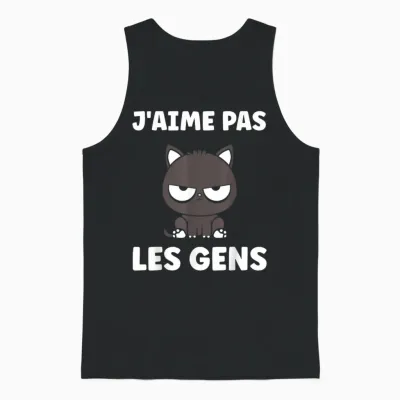 Funny Simple Cat Cute Grunt Funny I Love Not People Unisex Tank Top - Black