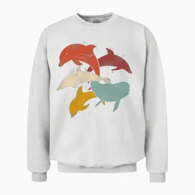 Dolphin Retro Vintage Unisex Sweatshirt - White