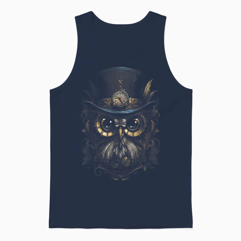 Steampunk Mechanische Eule Viktorianisch Vogel Unisex Tank Top in Navy