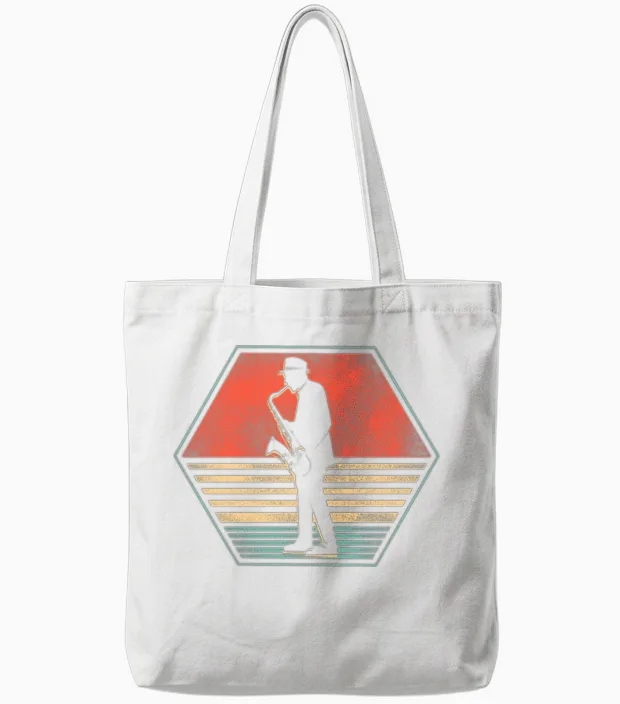 Saxophone Retro Vintage Tote Bags - White