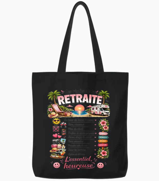 Cadeau Retraitée Femme Original Les Règles De La Retraite Tote Bags in Black