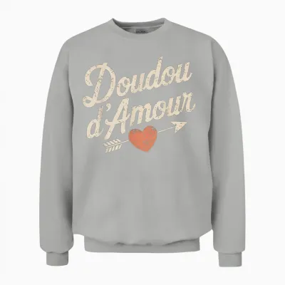 Doudou D'amour Valentine's Day Gift Cute Romantic T-Shirt, Black, S Unisex Sweatshirt - Ash