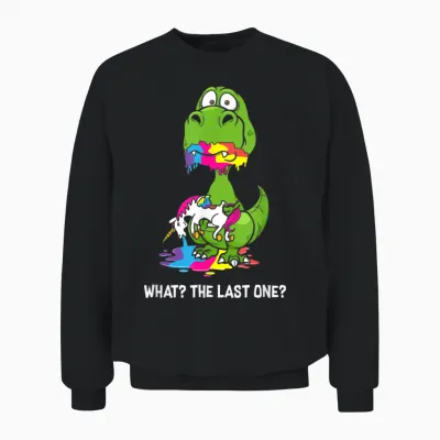 The Last Unicorn Cute Dino What? Dino Eating Unicorn Unisex Sweatshirt - Black